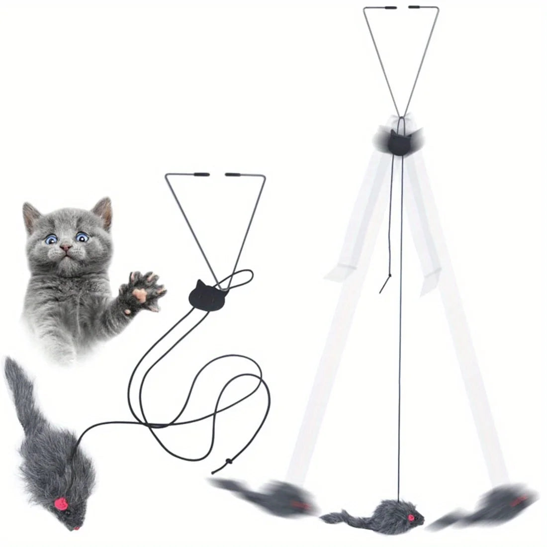 Snapflow Door Bungee Cat Teaser, plush toy detail