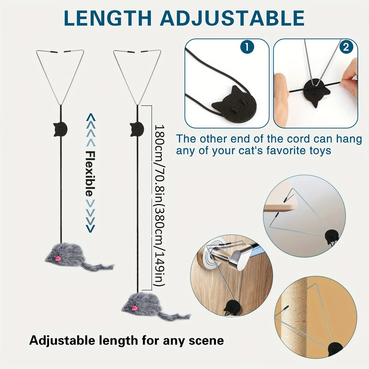 Snapflow Door Bungee Cat Teaser with bouncing elastic cord